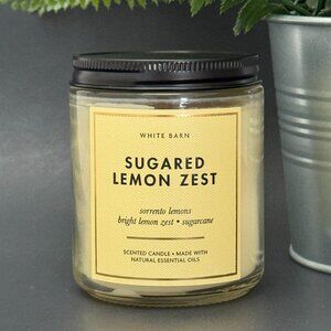 BBW Sugared Lemon Zest White Barn Bath & Body Works Mason Jar Single Wick Candle